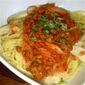 ayamiy's cooksnap of when they made きのこたっぷり☆納豆キムチパスタ！.