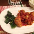 ひっとぷ's cooksnap of when they made 鳥肉のトマト煮込み*ほうれん草のお花添え.
