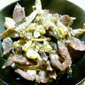 ななぞぅ's cooksnap of when they made 砂肝としいたけのブルーチーズ炒め.