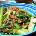 kny♯'s cooksnap of when they made 簡単、ピリ辛。小松菜とひき肉の炒めもの.
