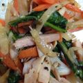 なか☆chibi's cooksnap of when they made 美味しい♬カブの皮と葉の塩昆布チーズ炒め.