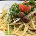 momocafe87's cooksnap of when they made 茹でるだけ！水菜と香味野菜の和風パスタ.