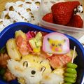shoeiman's cooksnap of when they made フォッコの立体おにぎりポケモンキャラ弁当.