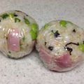 もうらん's cooksnap of when they made 塩昆布×ハム×葱　山葵レモン風味おにぎり.