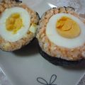 gojira_minira's cooksnap of when they made ゆで卵の弾丸おにぎり♪.