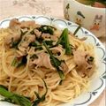 あっころり☆'s cooksnap of when they made 柚子胡椒で♡春菊と鶏肉の和風パスタ.