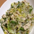 ちびた777's cooksnap of when they made 冷蔵庫掃除貧乏炒～セロリ葉もやし挽肉で.