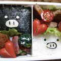 manikey's cooksnap of when they made 簡単モノクロブー弁当（キャラ弁）.
