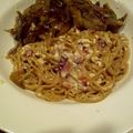 美味しい物作りたい's cooksnap of when they made 豆腐クリームパスタ～チキン筍のソテー添え.