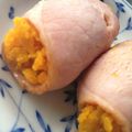 ４番目's cooksnap of when they made かぼちゃの煮物リメイク...ベーコン巻き.