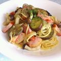 くみやび's cooksnap of when they made ベーコン＆しめじ＆なすのバター醤油パスタ.