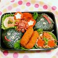 えリﾋﾟｮﾝ★'s cooksnap of when they made ドラクエ☆スライムおにぎり　　キャラ弁♪.