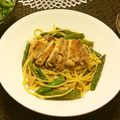 gonyon's cooksnap of when they made ボリューム満点☆チキンとアスパラのパスタ.