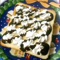 saya:'s cooksnap of when they made チョコ&クリームのデザートトースト.
