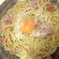 さちほー's cooksnap of when they made バジルのカルボナーラ風クリームパスタ.