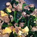 tomoきち's cooksnap of when they made ほうれん草、玉子、豚肉の炒め物.