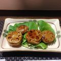 ローズ☆ドバイ's cooksnap of when they made 鶏ミンチの蓮根挟み♪しょうが焼き風.