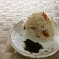 Snow＊Love's cooksnap of when they made わかめと梅の彩りおにぎり★.
