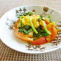 簡単手抜きママ's cooksnap of when they made セロリの葉とトマトの卵炒め.