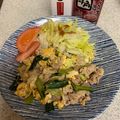 akoママクック's cooksnap of when they made 焼肉のタレで簡単！豚こまと小松菜の卵炒め.