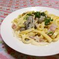 赤い電話's cooksnap of when they made 牡蠣とベーコンnoクリームパスタ.