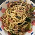 ちみ's cooksnap of when they made 超簡単　小松菜とシメジの和風パスタ.