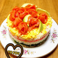はらぺこあお's cooksnap of when they made 簡単☆シフォン型で三段押し寿司♪お祝いに.