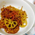 たかっちゃぁあああん's cooksnap of when they made 蓮根と牛ひき肉のきんぴら.
