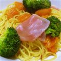 かおりった's cooksnap of when they made 焼きトマトと生ハムのガーリックパスタ.