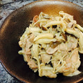 evemin's cooksnap of when they made 豚こま×きのこ オイマヨガーリック炒め.