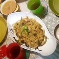 やまたす's cooksnap of when they made ★カブの葉＆しめじで簡単和風パスタ.