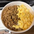 ちー's cooksnap of when they made 豚ひき肉で♡簡単そぼろご飯♡（二色丼）.