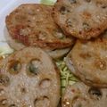 rlv's cooksnap of when they made 鶏ミンチの蓮根挟み♪しょうが焼き風.