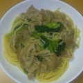 SuzuneY's cooksnap of when they made 小松菜と豚肉の簡単パスタ☆.