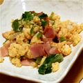 さきか0605's cooksnap of when they made ほうれん草とベーコンの卵炒め.