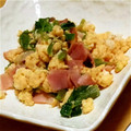 さきか0605's cooksnap of when they made ほうれん草とベーコンの卵炒め.