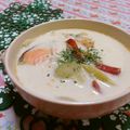 赤い電話's cooksnap of when they made 温かい☆鮭のミルクスープ！激うまっ.