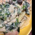 快斗mama★'s cooksnap of when they made 鮭とほうれん草のクリームパスタ♡.