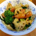 八尾のムーミン's cooksnap of when they made 菜の花とレンコンのニンニク炒め.
