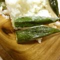 べるべるぼんばー's cooksnap of when they made おくら天婦羅（氷水と少量油で簡単天婦羅）.