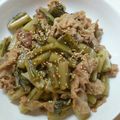 ホワカピ's cooksnap of when they made 野沢菜と豚肉のピリ辛炒め！.