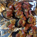 もこU・x・U's cooksnap of when they made 茄子のハムマヨ焼き.