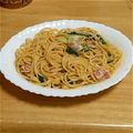 あーべべ's cooksnap of when they made ほうれん草とベーコンのクリームパスタ.