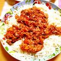 komutatata's cooksnap of when they made さば缶deミートソース風パスタ.