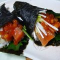 suwaro's cooksnap of when they made サーモンづくしの手巻き寿司.