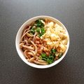 WOODs´'s cooksnap of when they made ヘルシー♡きのこと納豆の温かいお蕎麦♡.