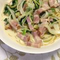 ゅうこ's cooksnap of when they made ほうれん草とベーコンのクリームパスタ.