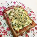 龍青空ママ's cooksnap of when they made しらすとキムチの葱胡麻トースト.