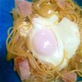 ラコア's cooksnap of when they made ベーコンと玉ねぎの落とし卵スープパスタ.