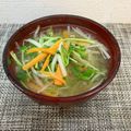 horseland's cooksnap of when they made 豆苗とモヤシと人参のお味噌汁♡.